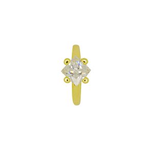 Anel Solitário com Zircônia Branca Quadrada Banhado a Ouro 18k