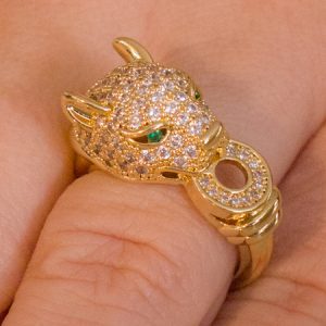Anel de Tigre Cravejado de Zircônias