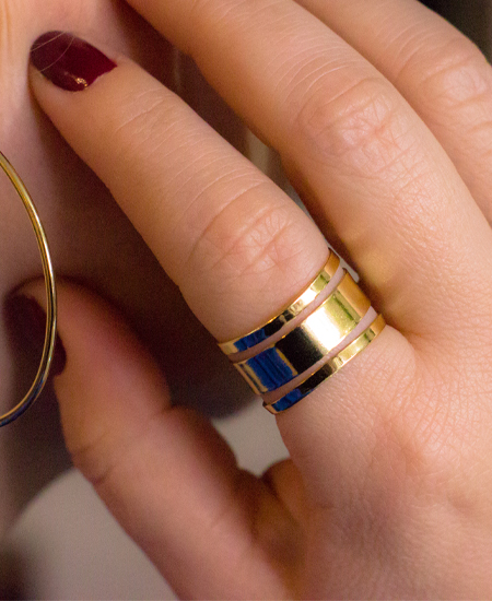 Anel Liso Largo Regulável Banhado a Ouro 18k