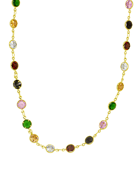 Colar com Zircônias Redondas Coloridas - Imagem 2