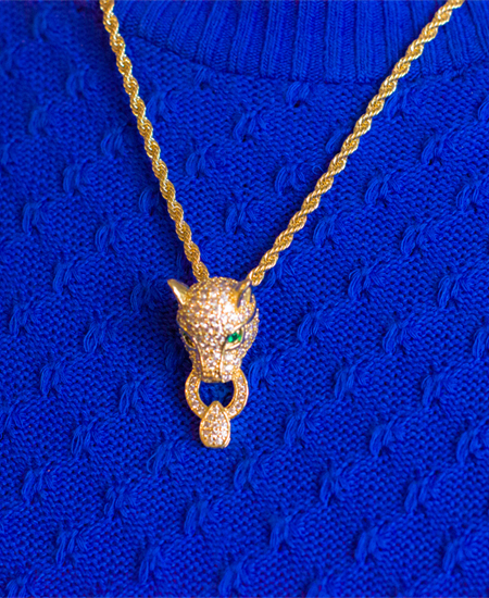 Gargantilha Cordão Baiano com Pingente de Tigre Cravejado de Zircônias - Imagem 2