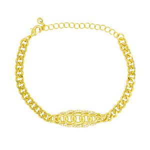 Pulseira Malha Grumet com Detalhes em Zircônia