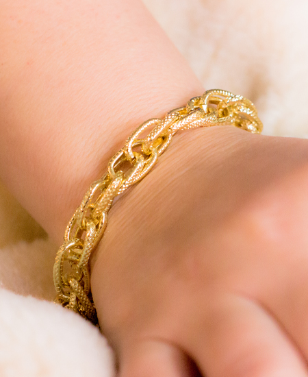 Pulseira Correntaria com Elos Entrelaçados Trabalhados