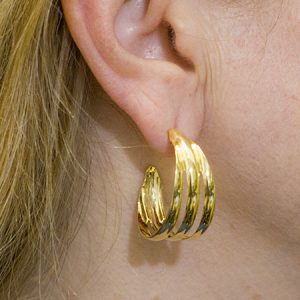 Meia Argola Tripla Banhada a Ouro 18k