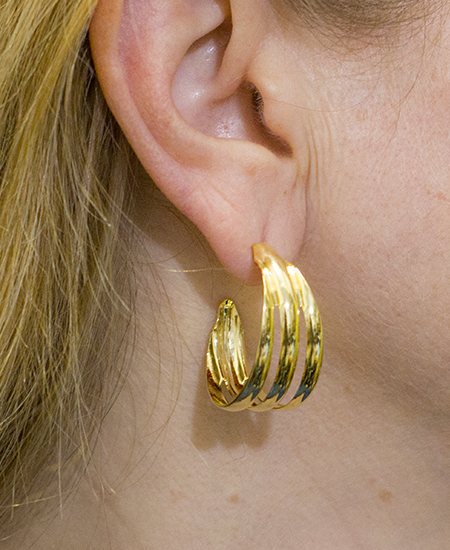 Meia Argola Tripla Banhada a Ouro 18k