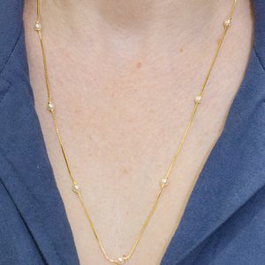 Colar Malha Veneziana com Pérolas Pequenas - 30cm