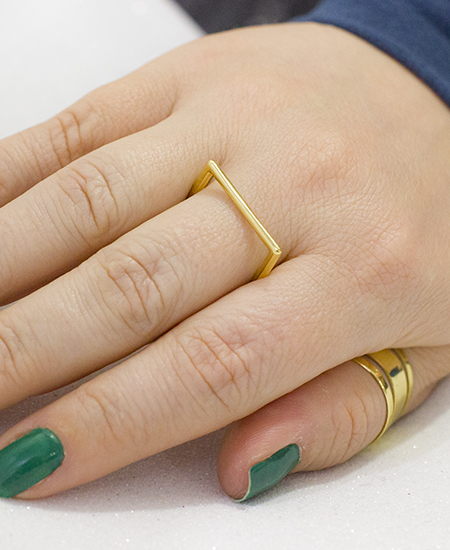 Anel Fino Reto Banhado a Ouro 18k