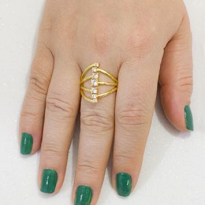 Anel Banhado a Ouro 18k com Zircônias Cristal