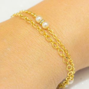 Pulseira Dupla com Detalhes em Pérola