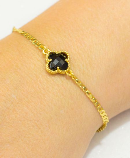 Pulseira Inspiração Van Cleef Trevo Preto