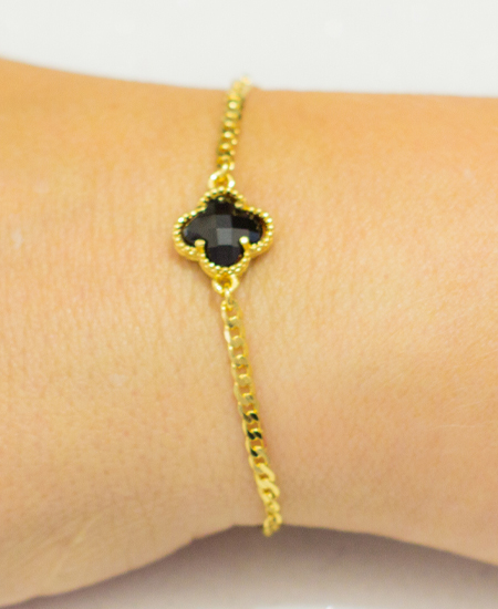 Pulseira Inspiração Van Cleef Trevo Preto - Imagem 2