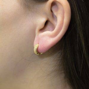 Brinco Argola de Click Cravejado com Zircônia