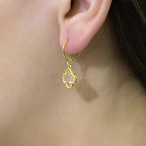 Brinco Argola Inspiração Van Cleef c/ Pedra Cristal