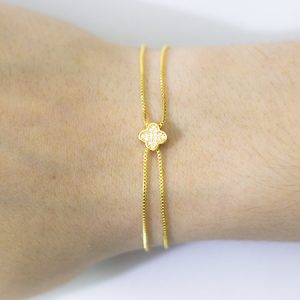 Pulseira Dupla Inspiração Van Cleef Cravejado