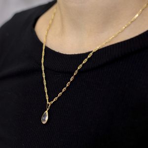 Colar Elo Cartier c/ Pingente Pedra Gota